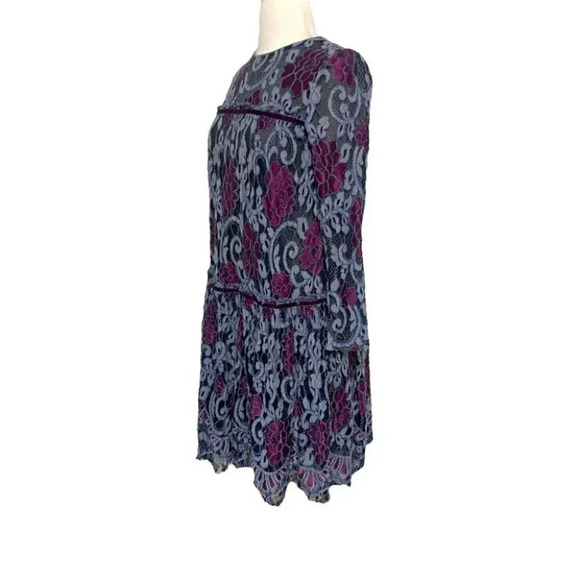 Melange Girl 14 gray + purple lace long sleeve dress with velvet strips‎ - Picture 6 of 8